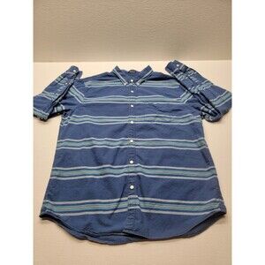 American Eagle AEO Shirt Men X-Large Blue Striped Seriously Soft Button Down Top